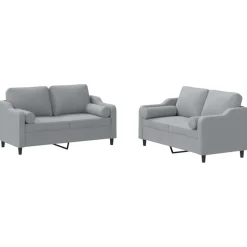 vidaXL 2-delige Loungeset met kussens stof lichtgrijs