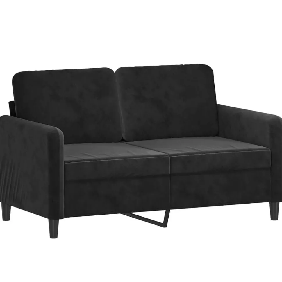 vidaXL 3-delige Loungeset met kussens fluweel zwart