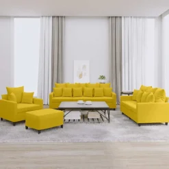 vidaXL 4-delige Loungeset met kussens fluweel geel
