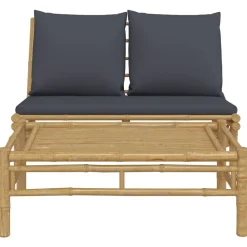vidaXL 2-delige Loungeset met kussens bamboe donkergrijs
