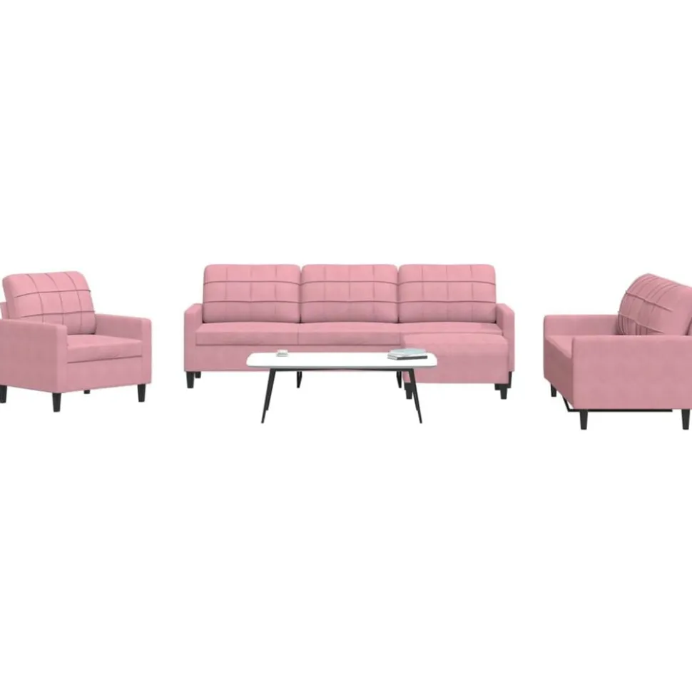 vidaXL 4-delige Loungeset met kussens fluweel roze