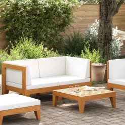 vidaXL 2-delige Loungeset met kussens massief acaciahout