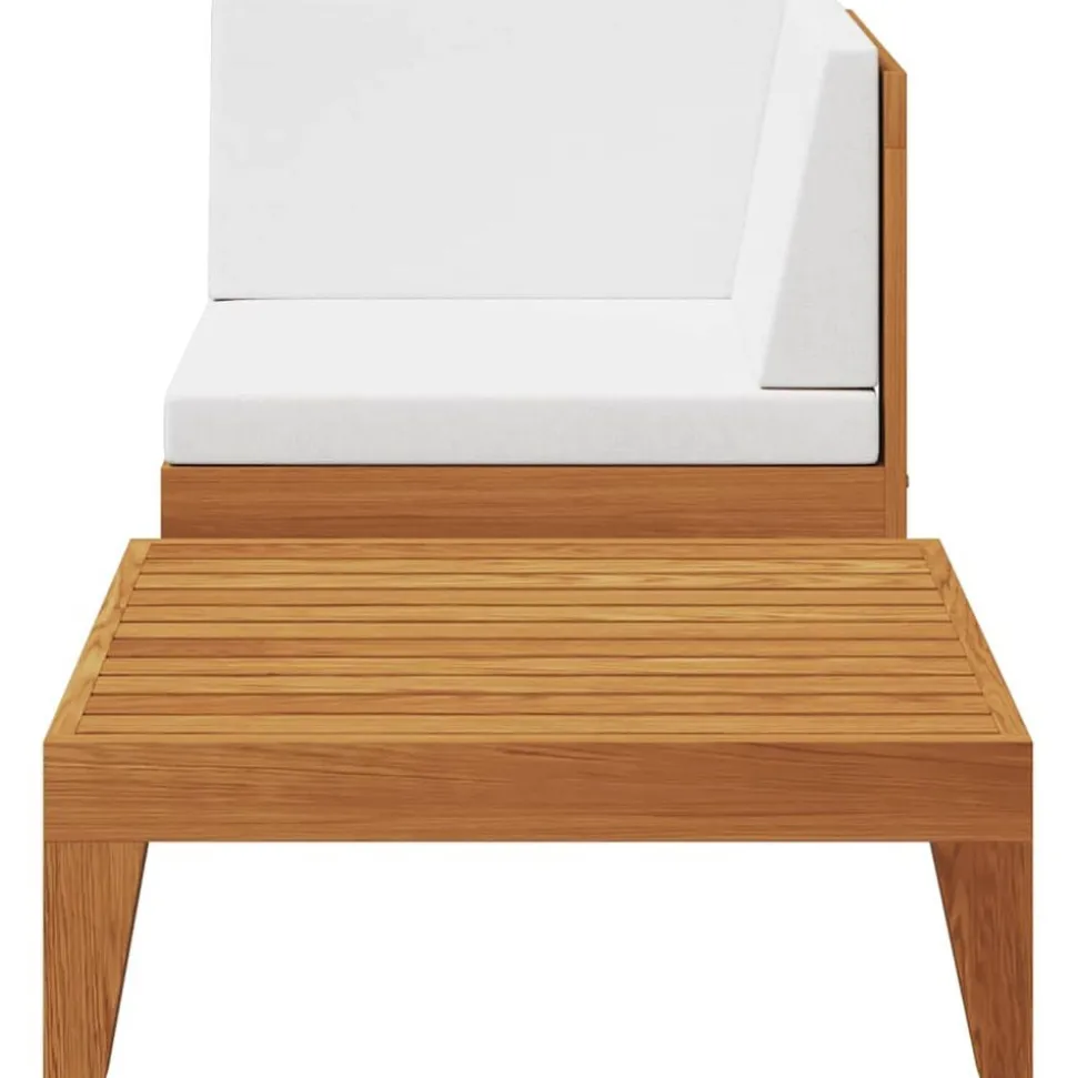 vidaXL 2-delige Loungeset met kussens massief acaciahout