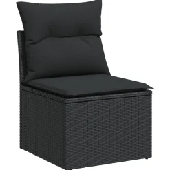 vidaXL 4-delige Loungeset met kussens poly rattan zwart