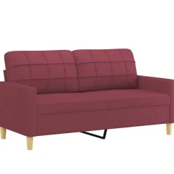 vidaXL 3-delige Loungeset met kussens stof wijnrood