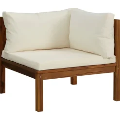 vidaXL 7-delige Loungeset met crèmekleurige kussens massief acaciahout