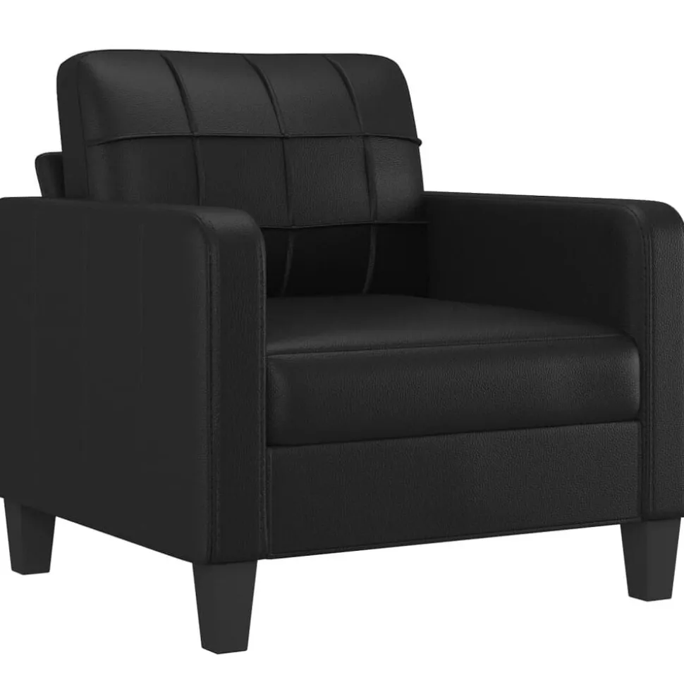 vidaXL 3-delige Loungeset met kussens kunstleer zwart