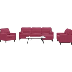 vidaXL 4-delige Loungeset met kussens en bolsters fluweel wijnrood