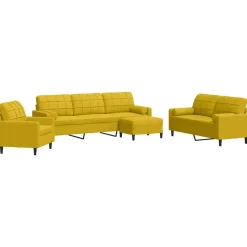vidaXL 4-delige Loungeset met kussens en bolsters fluweel geel