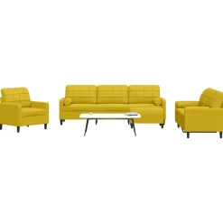 vidaXL 4-delige Loungeset met kussens en bolsters fluweel geel