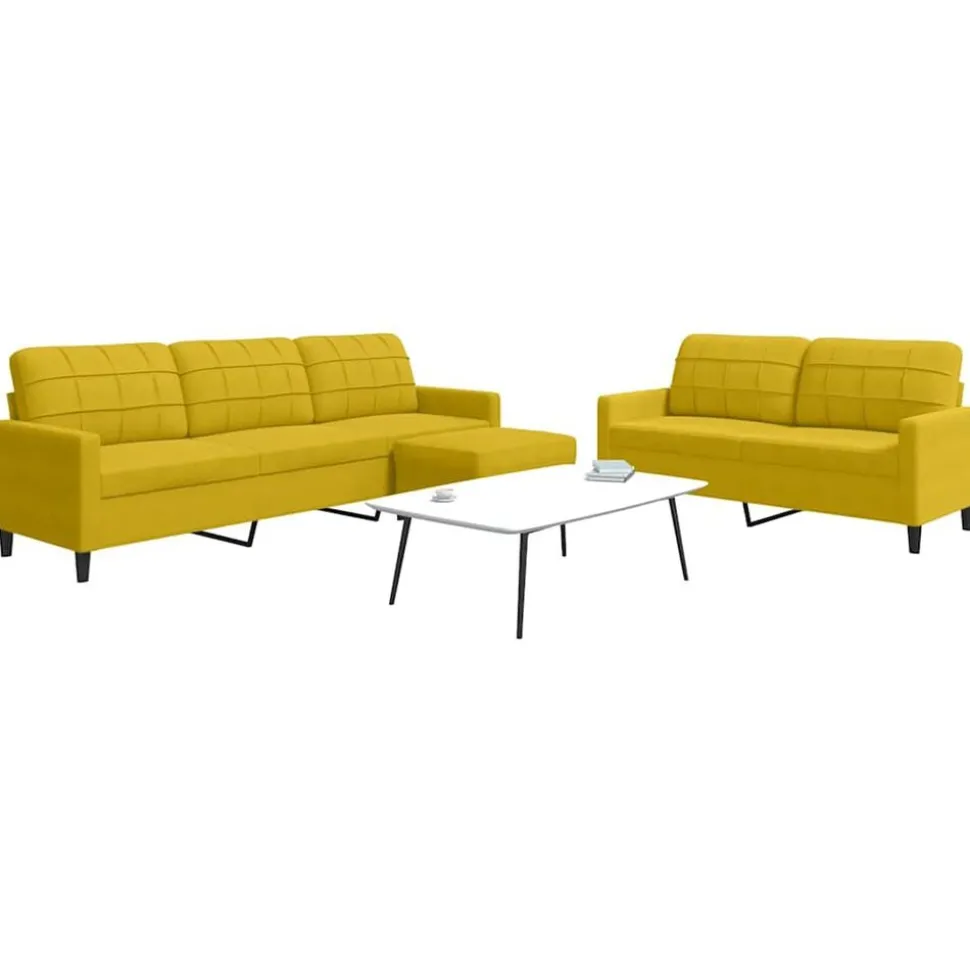 vidaXL 3-delige Loungeset met kussens fluweel geel