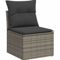 vidaXL 5-delige Loungeset met kussens poly rattan acacia grijs