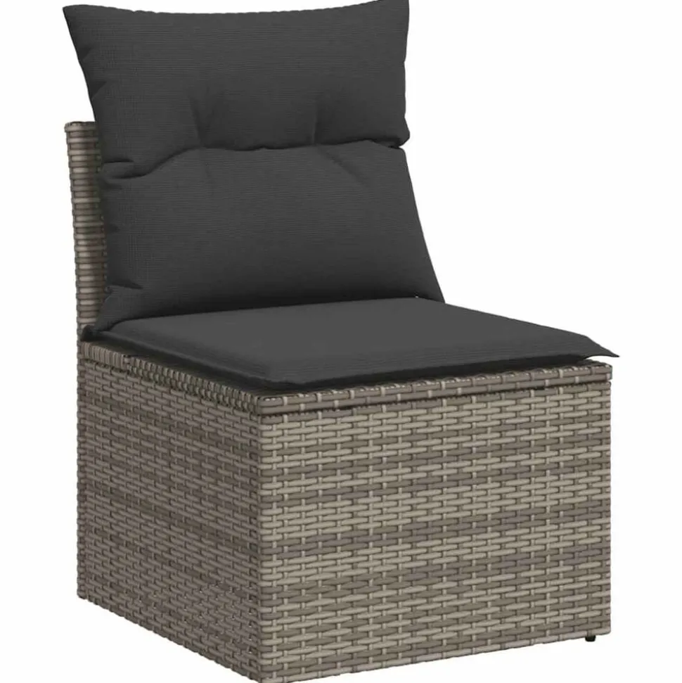 vidaXL 5-delige Loungeset met kussens poly rattan acacia grijs