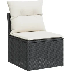 vidaXL 6-delige Loungeset met kussens poly rattan zwart