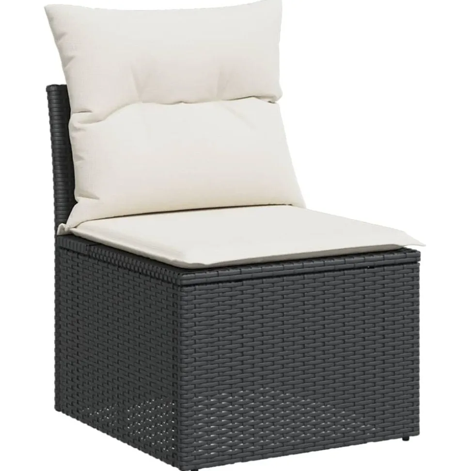 vidaXL 4-delige Loungeset met kussens poly rattan zwart