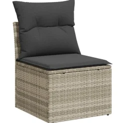 vidaXL 6-delige Loungeset met kussens poly rattan lichtgrijs