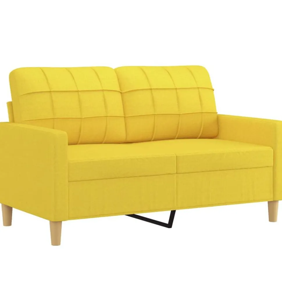 vidaXL 3-delige Loungeset met kussens stof lichtgeel