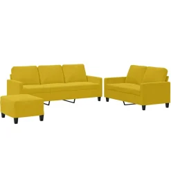 vidaXL 3-delige Loungeset met kussens fluweel geel