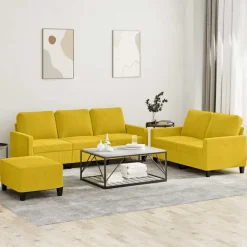 vidaXL 3-delige Loungeset met kussens fluweel geel