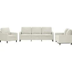 vidaXL 3-delige Loungeset met kussens fluweel crèmekleurig
