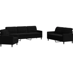vidaXL 3-delige Loungeset met kussens fluweel zwart