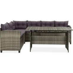 vidaXL 2-delige Loungeset met kussens poly rattan grijs