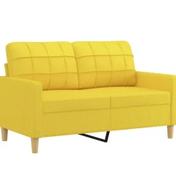 vidaXL 3-delige Loungeset met kussens stof lichtgeel
