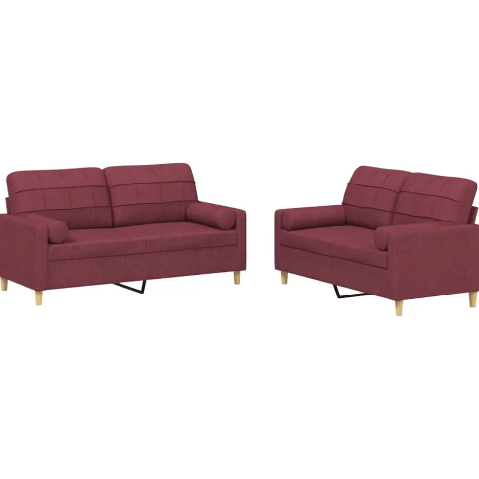 vidaXL 2-delige Loungeset met kussens stof wijnrood
