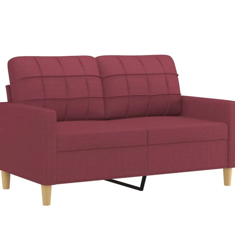 vidaXL 2-delige Loungeset met kussens stof wijnrood