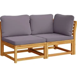 vidaXL 2-delige Loungeset met kussens massief acaciahout