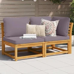 vidaXL 2-delige Loungeset met kussens massief acaciahout