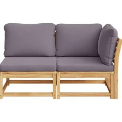 vidaXL 2-delige Loungeset met kussens massief acaciahout