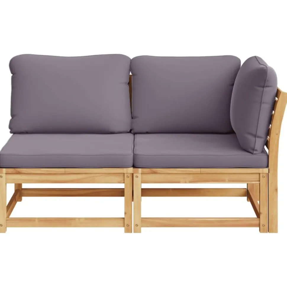 vidaXL 2-delige Loungeset met kussens massief acaciahout
