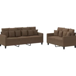vidaXL 2-delige Loungeset met kussens stof bruin