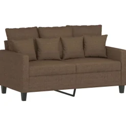 vidaXL 2-delige Loungeset met kussens stof bruin
