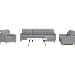 vidaXL 4-delige Loungeset met voetenbank stof lichtgrijs