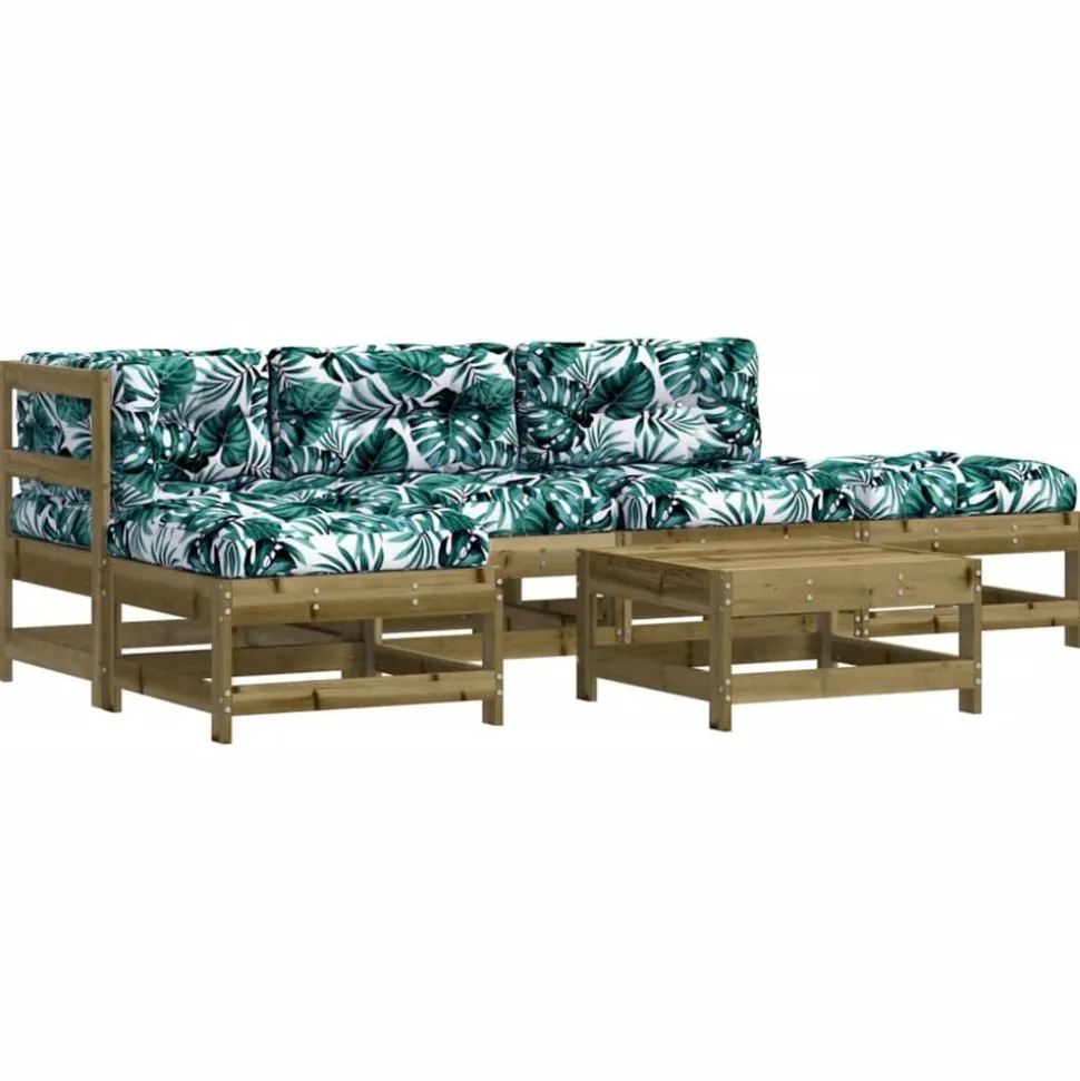 vidaXL 6-delige Loungeset met kussens geïmpregneerd grenenhout