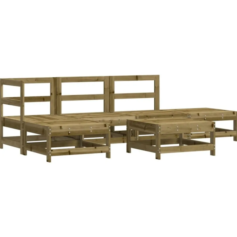 vidaXL 6-delige Loungeset met kussens geïmpregneerd grenenhout