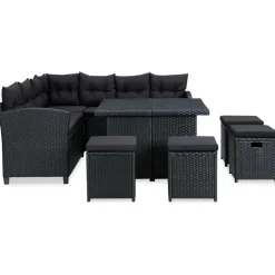 vidaXL 6-delige Loungeset met kussens poly rattan zwart