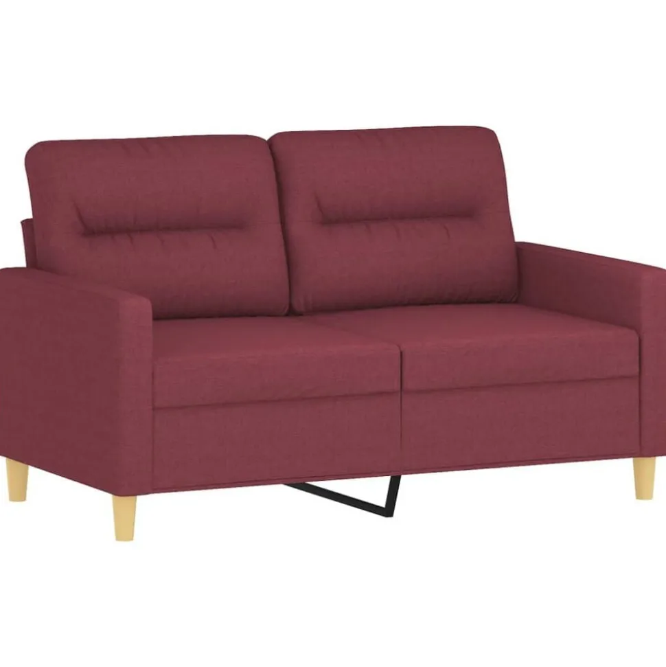 vidaXL 2-delige Loungeset met kussens stof wijnrood