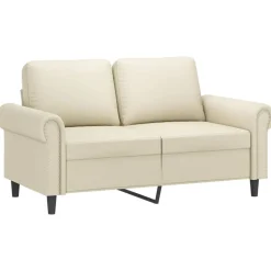 vidaXL 3-delige Loungeset met kussens kunstleer crème