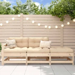 vidaXL 3-delige Loungeset met kussens massief hout