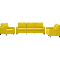 vidaXL 3-delige Loungeset met kussens fluweel geel