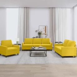 vidaXL 3-delige Loungeset met kussens fluweel geel