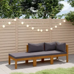 vidaXL 3-delige Loungeset met kussens massief acaciahout