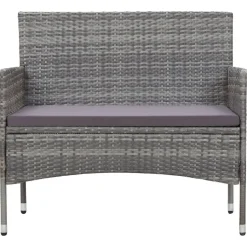 vidaXL 4-delige Loungeset met kussens poly rattan grijs