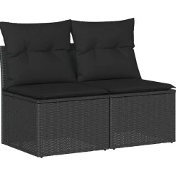 vidaXL 2-delige Loungeset met kussens poly rattan acacia zwart