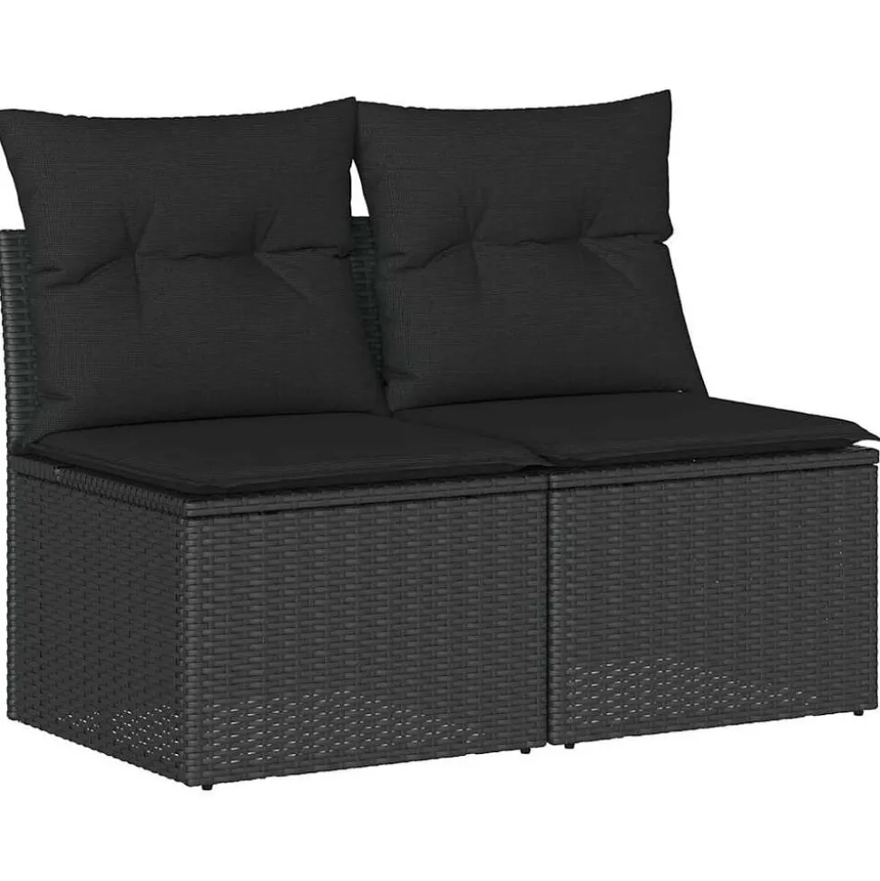 vidaXL 2-delige Loungeset met kussens poly rattan acacia zwart