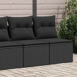 vidaXL 2-delige Loungeset met kussens poly rattan acacia zwart