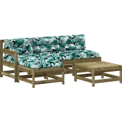 vidaXL 5-delige Loungeset met kussens geïmpregneerd grenenhout